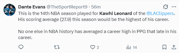 华体会官网-场均27.9分创1历史纪录！小卡23分钟29分超猛 美记：34岁才入巅峰